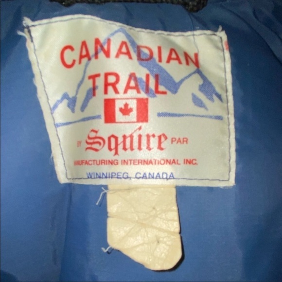 1970’s Canadian Trails Goose Down Coyote Fur Trim Blue Bomber XS / S Vintage - Picture 12 of 16
